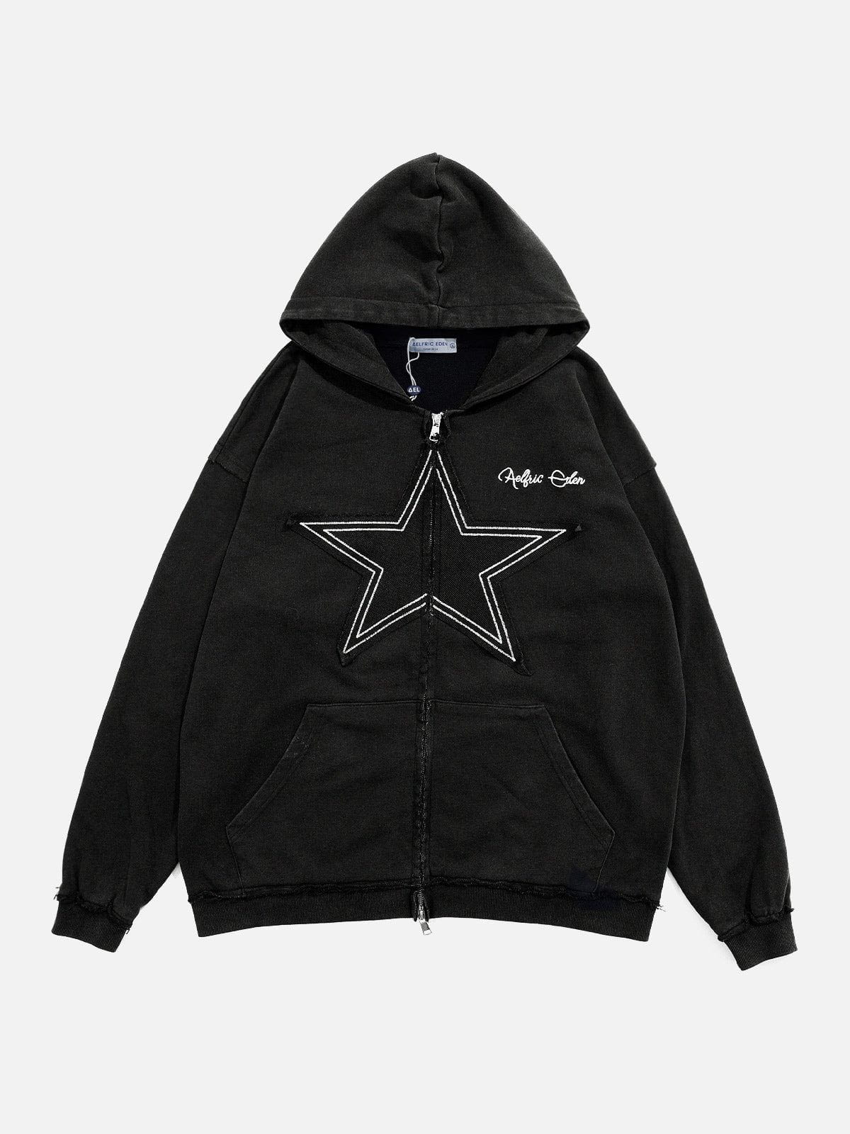 Modea Star Washed Kapuzenpullover mit Reißverschluss