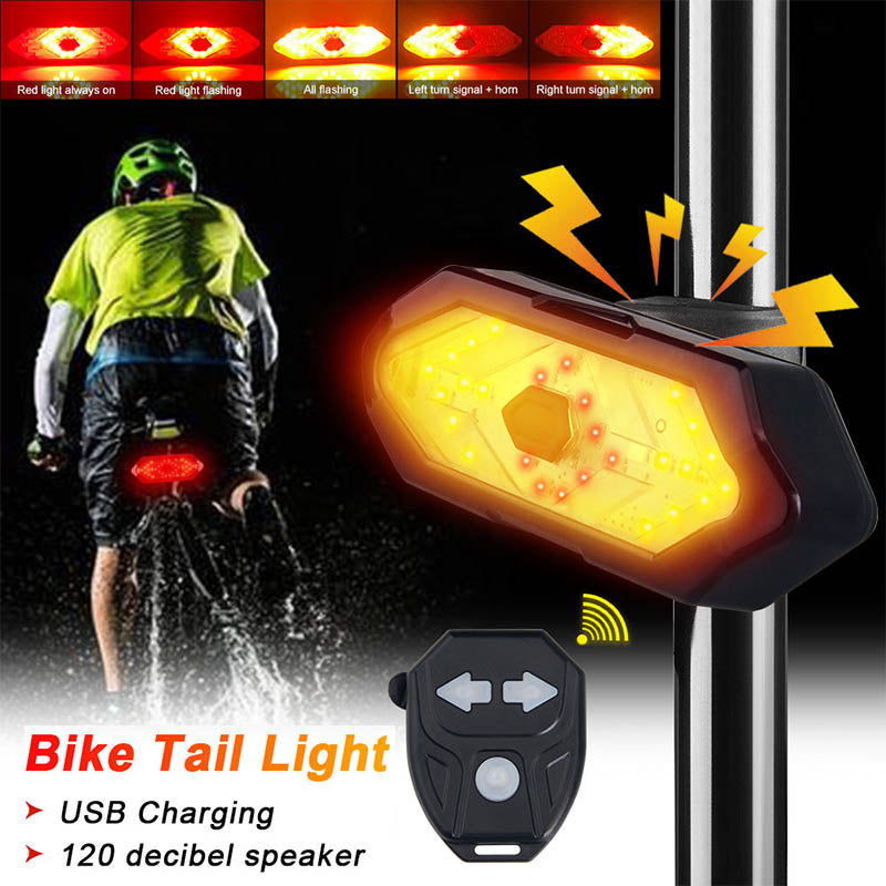 Waterproof LED Rear Light for Night Riding, Remote Control for Mountain Bike