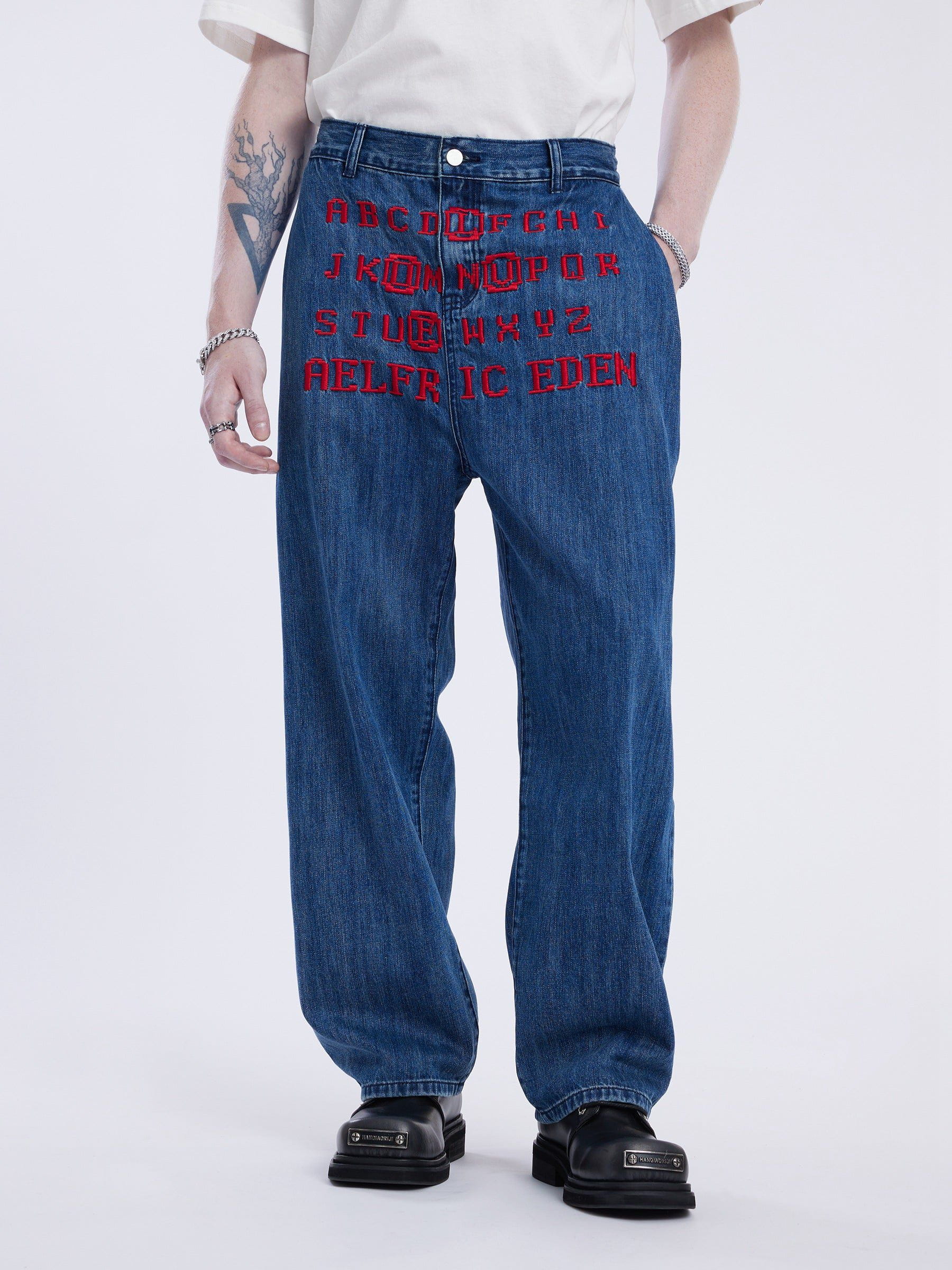 „City Of Love“-Jeans mit Buchstaben