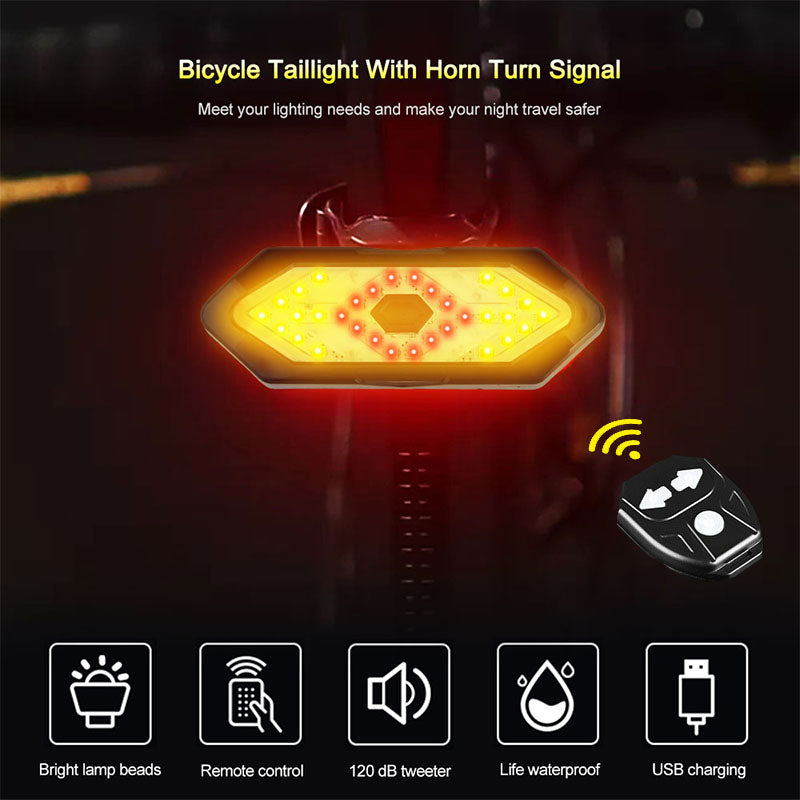 Waterproof LED Rear Light for Night Riding, Remote Control for Mountain Bike