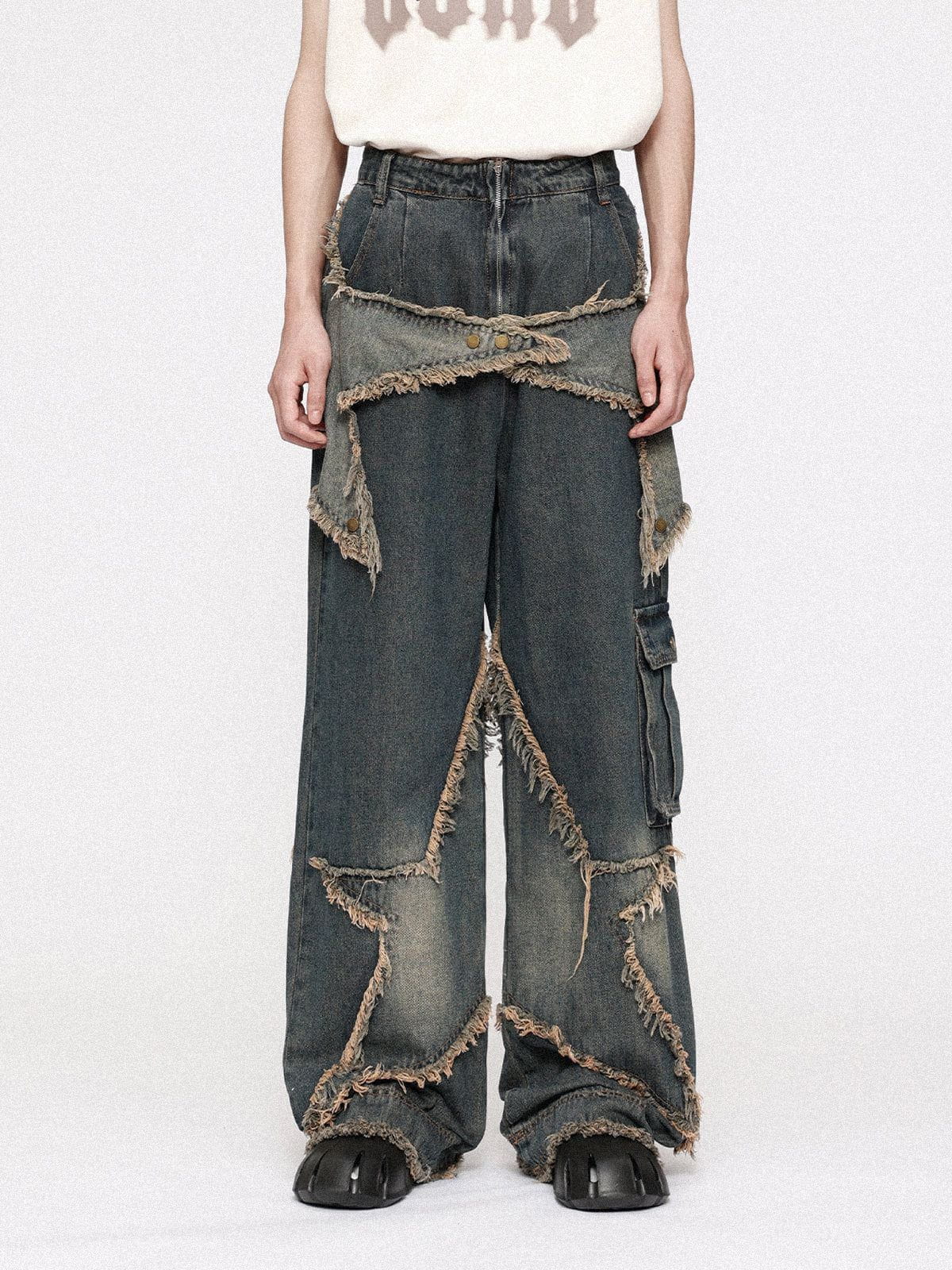 Modea  Distressed Effect Patchwork Star Denim Jeans