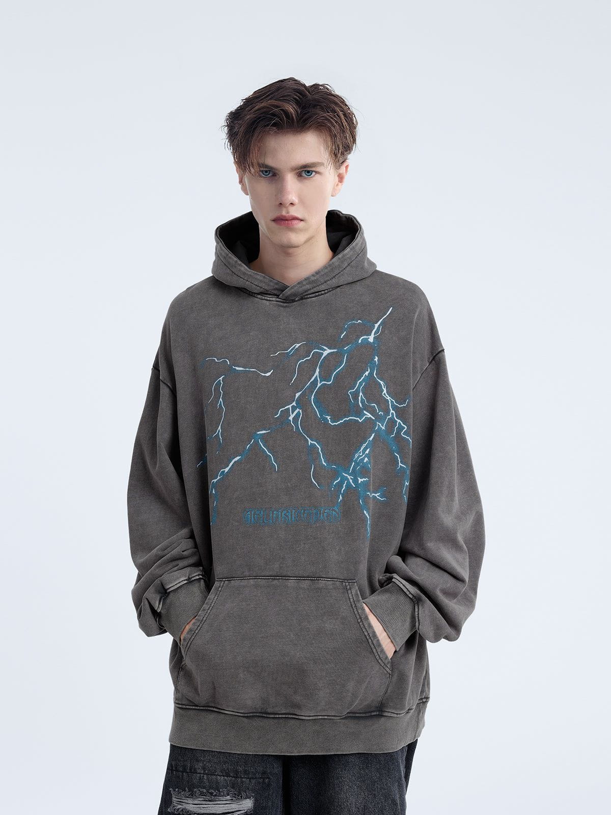 Modea  Washed Lightning Print Hoodie