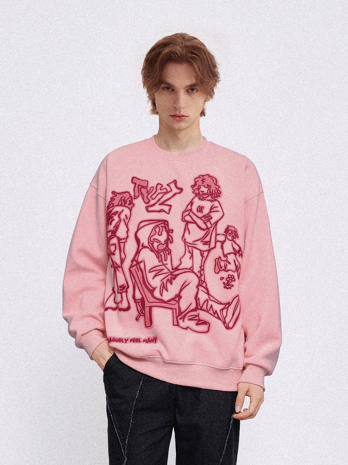 Modea Sweatshirt mit Cartoon-Line-Charakter-Aufdruck