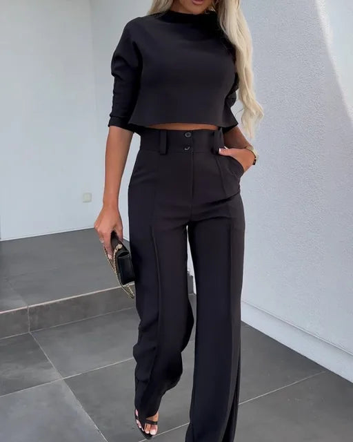 Amalia™ | Elegantes Set aus Crop-Top und Hose mit hoher Taille