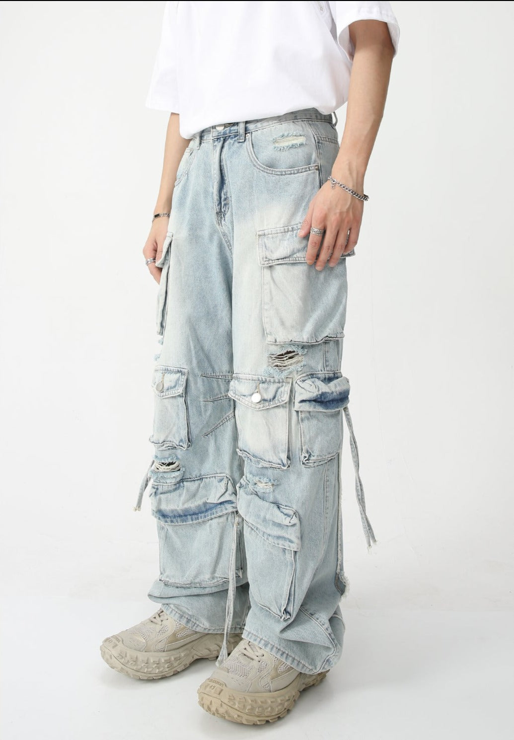 Distressed Multi Pocket Denim