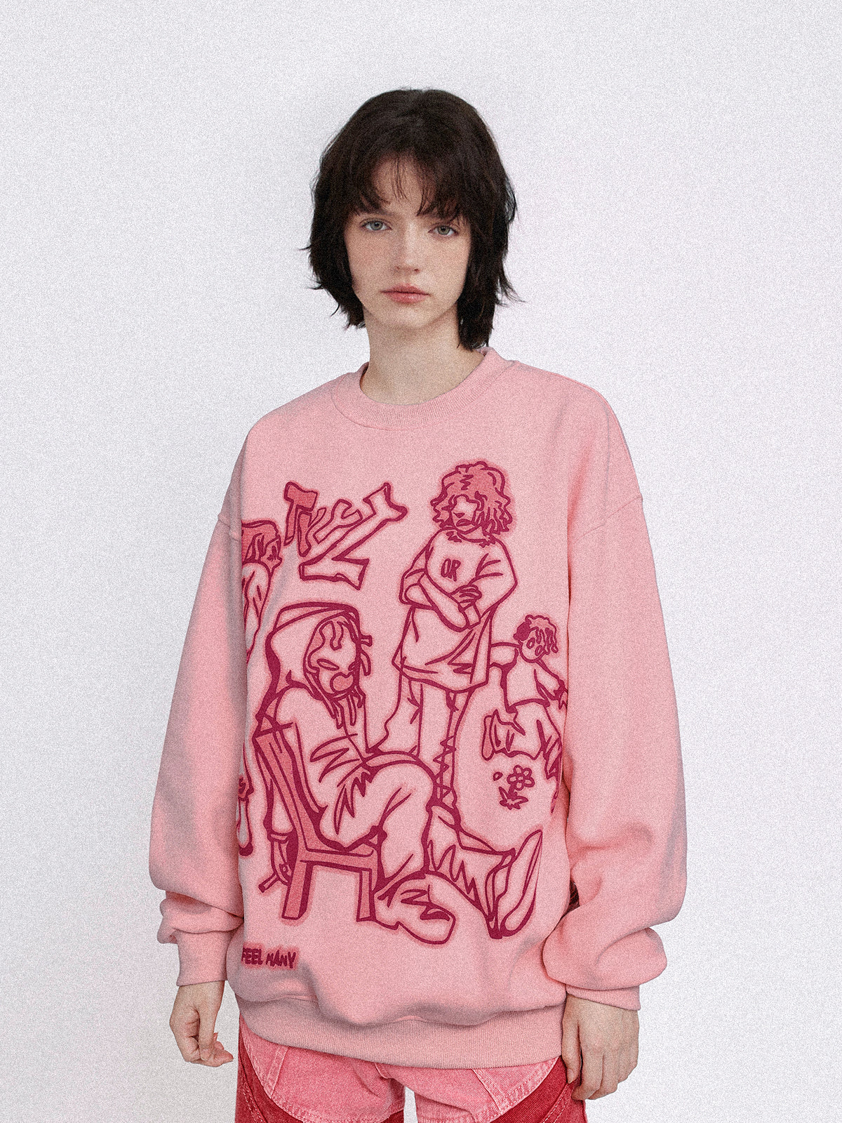 Modea Sweatshirt mit Cartoon-Line-Charakter-Aufdruck