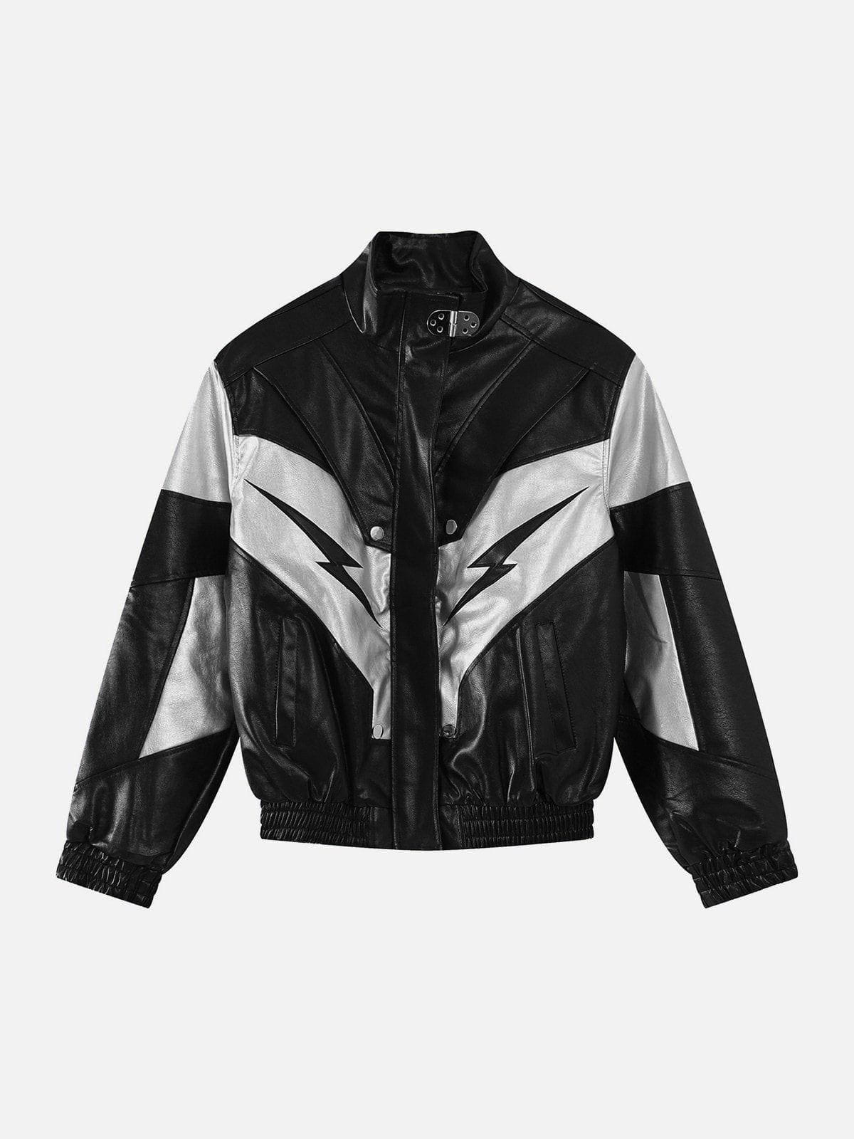 Modea Racing Kontrast-Panel-Lightning-Lederjacke