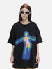 Distorted Portrait Graphic Oversized T-Shirt