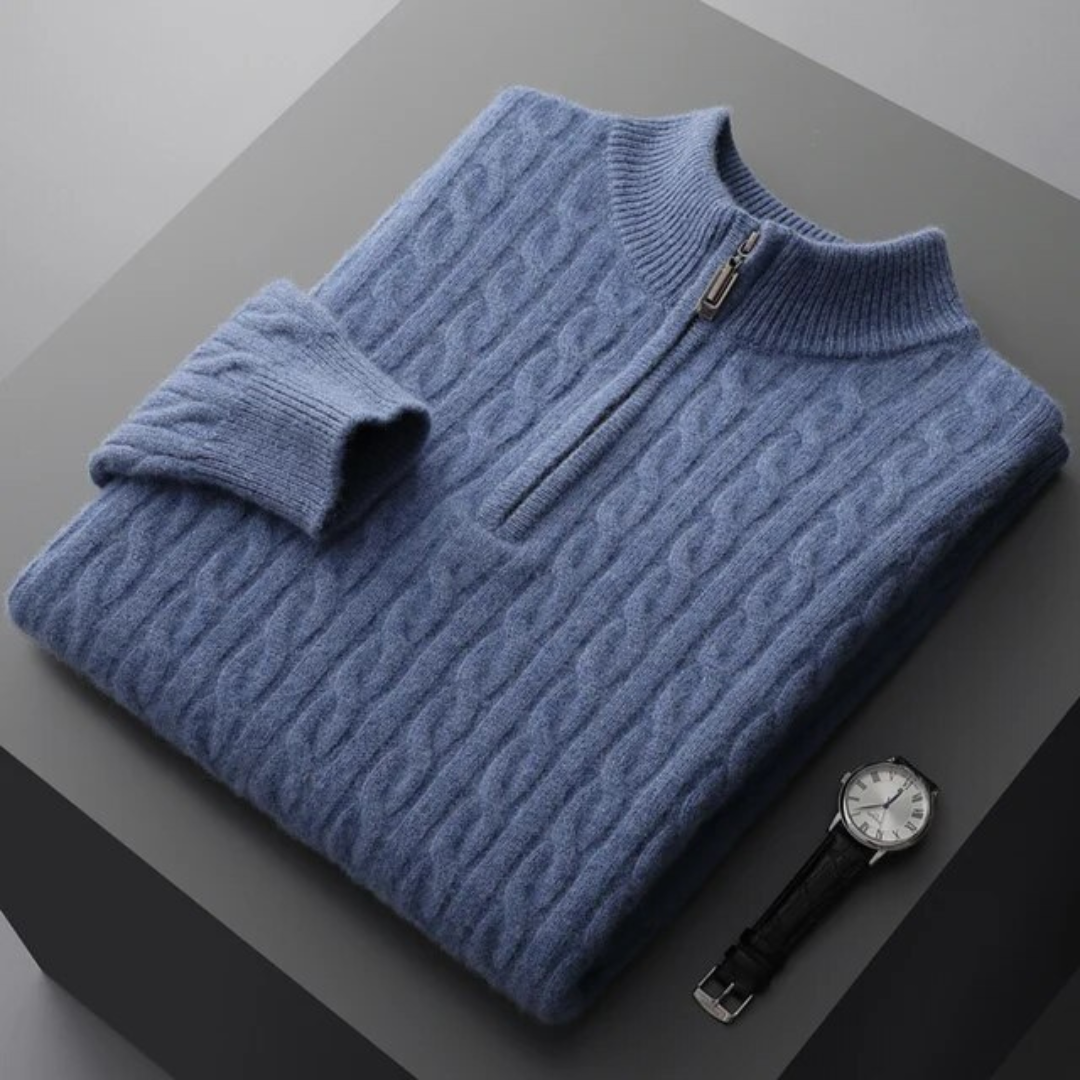 100% Cashmere Woven Half Zip