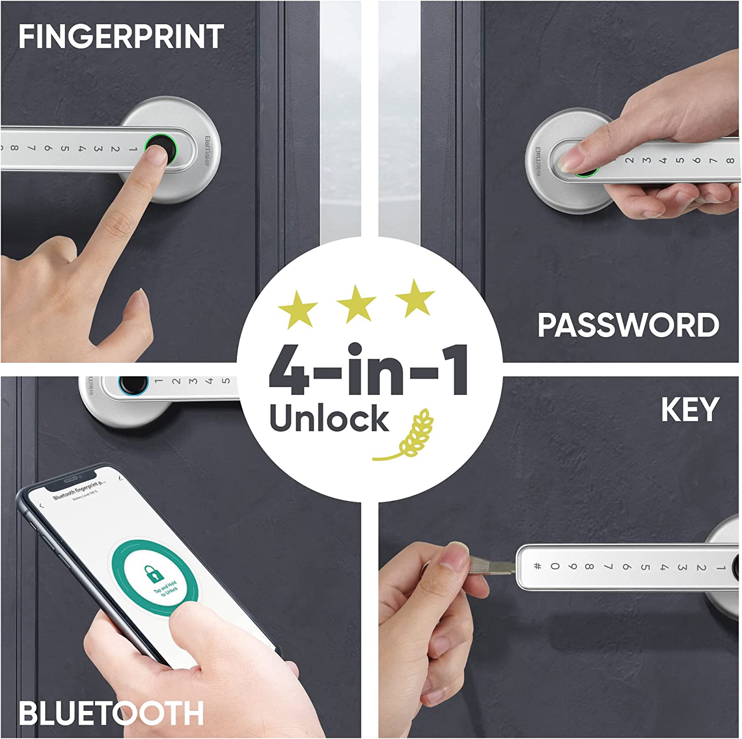 SmartLock™ -Türklinke mit Fingerabdrucksensor & Code