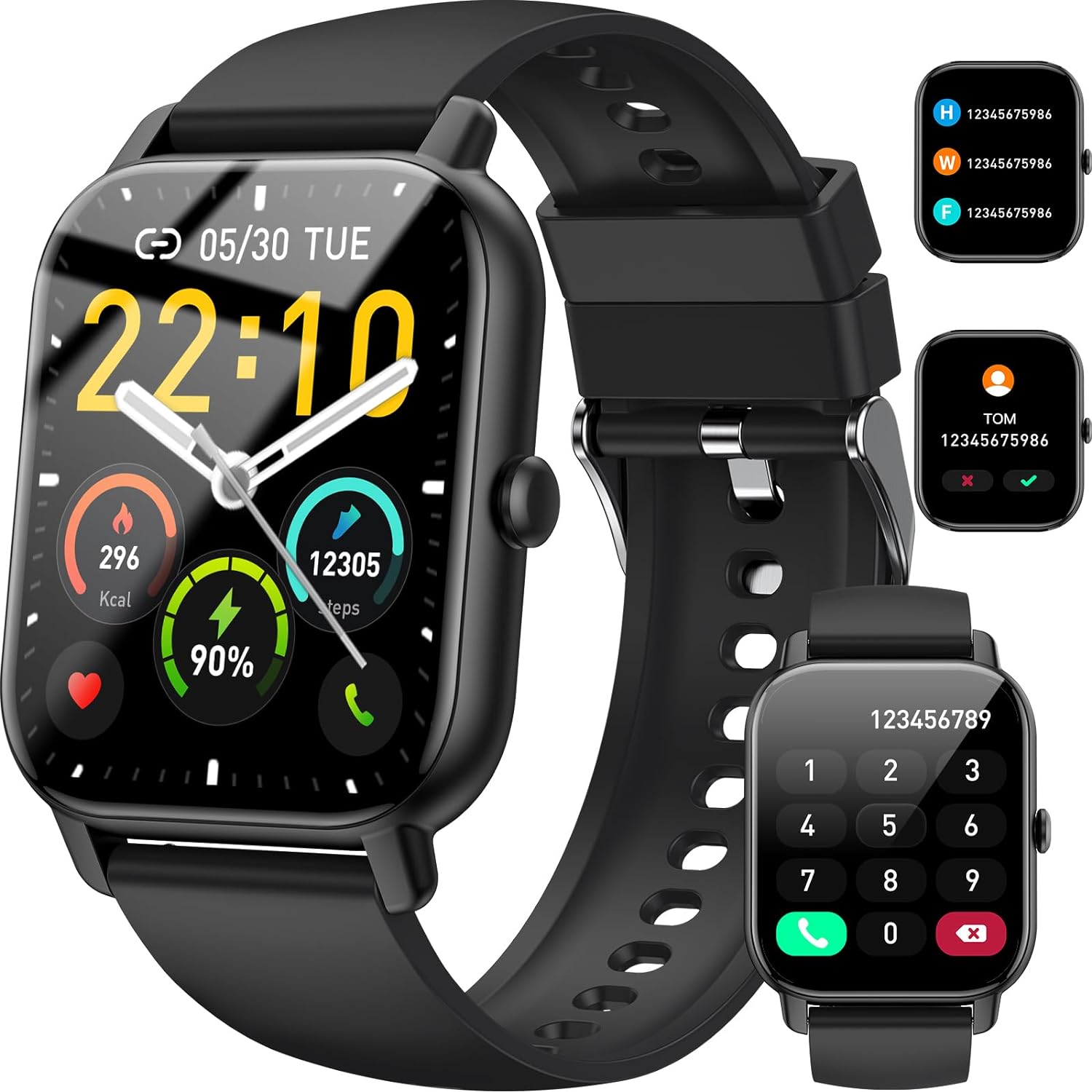 Smartwatch for Men and Women, 1.85 Inch Touchscreen Smart Watch with Bluetooth Calls, IP68 Waterproof Fitness Watch with Heart Rate Monitor, Sleep Monitor, Pedometer, Sports Watch for iOS Android,