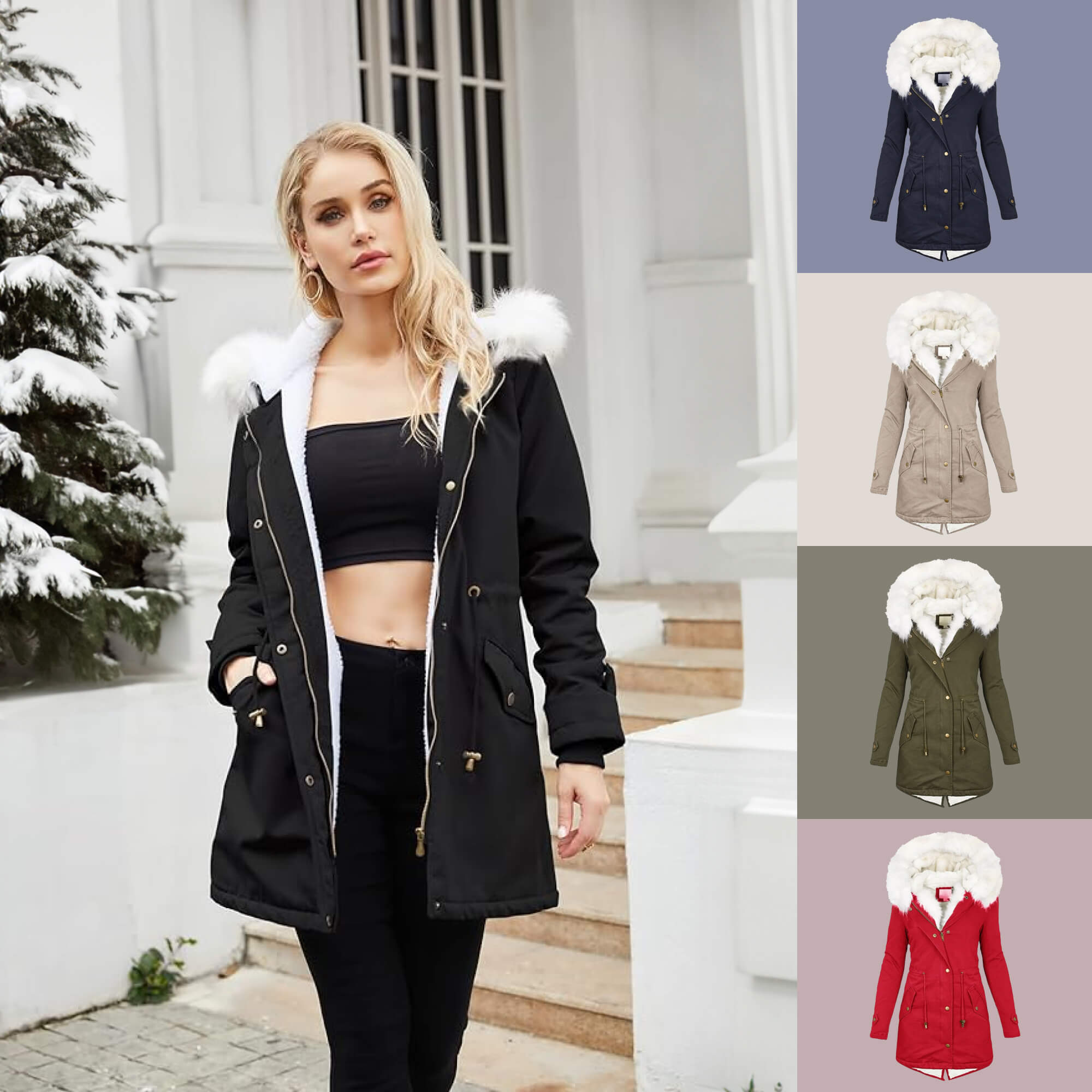 Damen Kapuzenbaumwolljacke - Warme und stylische Winterkleidung