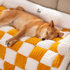 Cream Square Plaid Cozy Dog Mat Furniture Protector Abdeckung