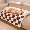 Cream Square Plaid Cozy Dog Mat Furniture Protector Abdeckung