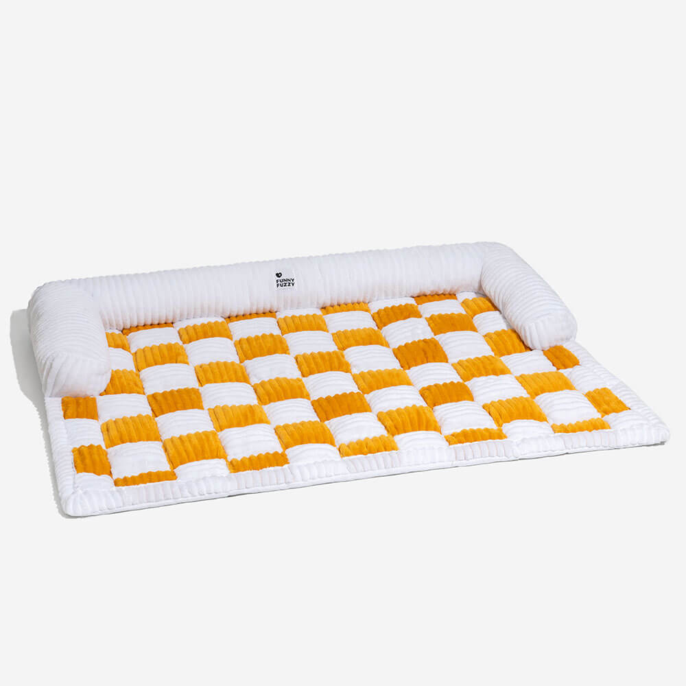 Cream Square Plaid Cozy Dog Mat Furniture Protector Abdeckung