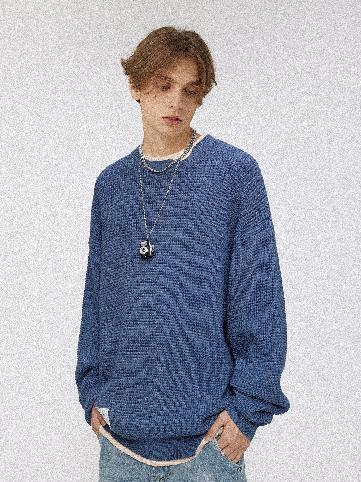 Modea Faux zweiteiliger Waffelpullover