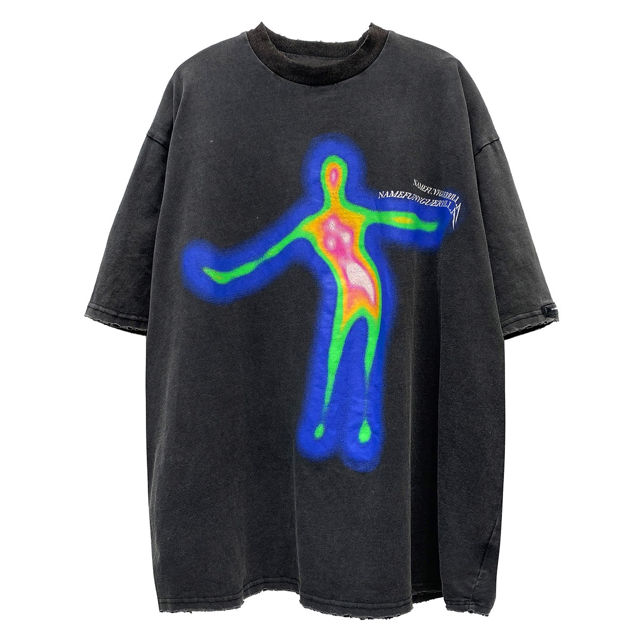 Distorted Portrait Graphic Oversized T-Shirt