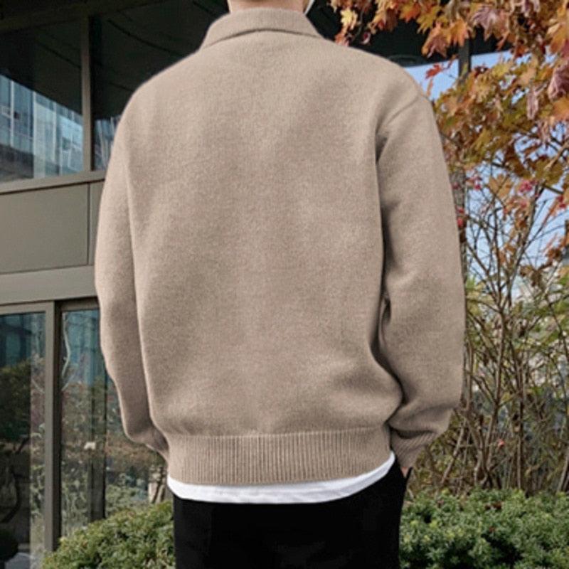 Woolen Button Half Zip