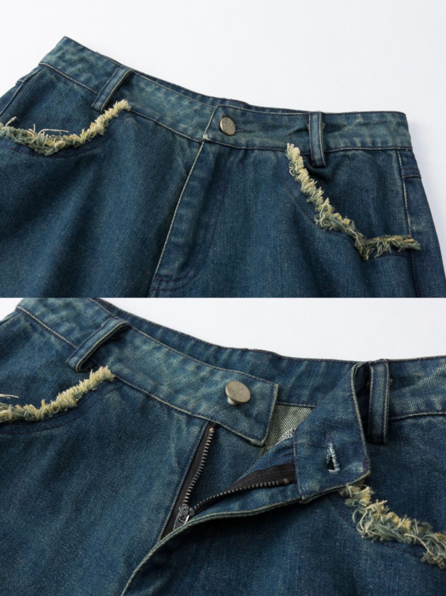 Distressed Star Wide Leg Denim