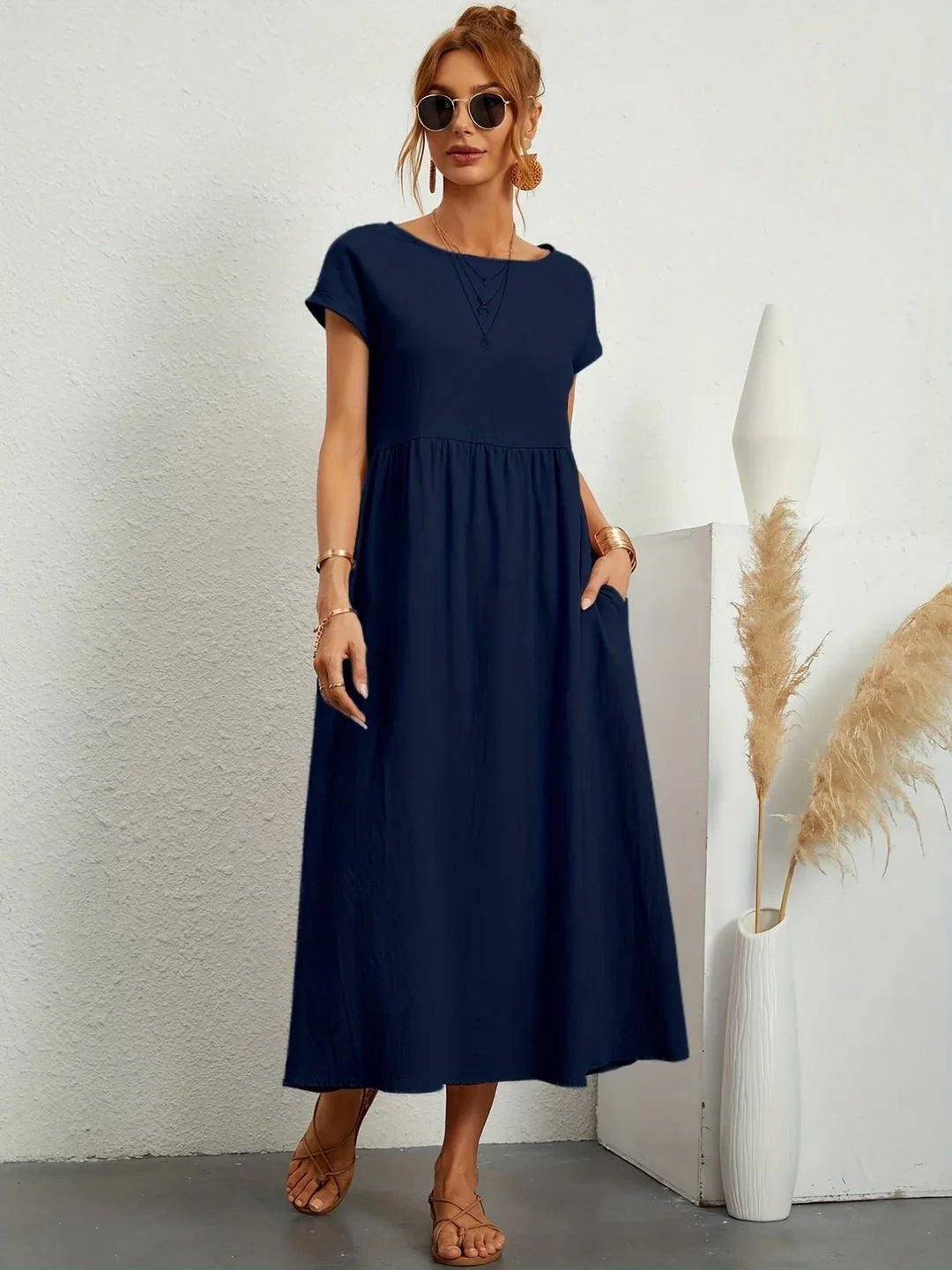 Serafina™  | Elegantes Freizeitkleid aus Baumwolle und Leinen