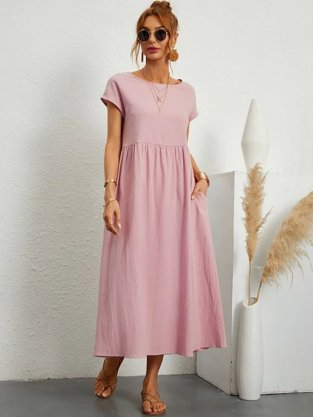 Serafina™  | Elegantes Freizeitkleid aus Baumwolle und Leinen