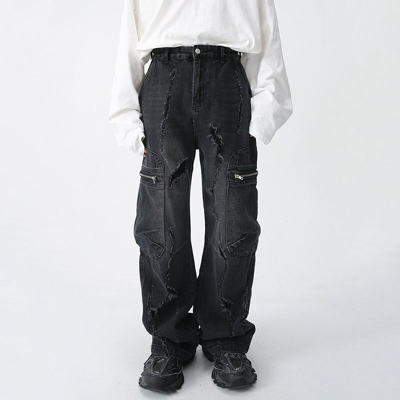 Ripped Baggy Denim [black]