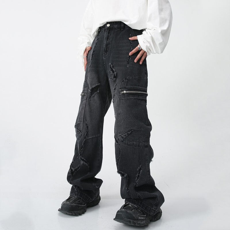 Ripped Baggy Denim [black]