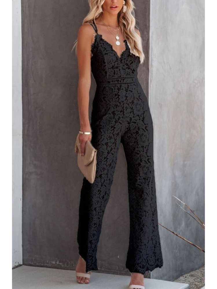 Felicia | V-neck Jumpsuit with Lace Back