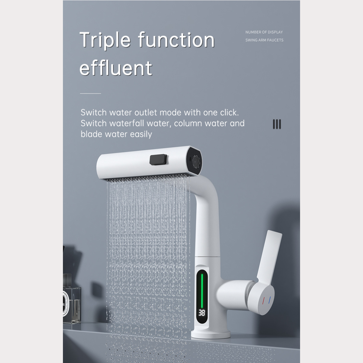 TempAware Faucet™: 3 in 1 Intelligent Digital Temperature Display Waterfall Kitchen Tap