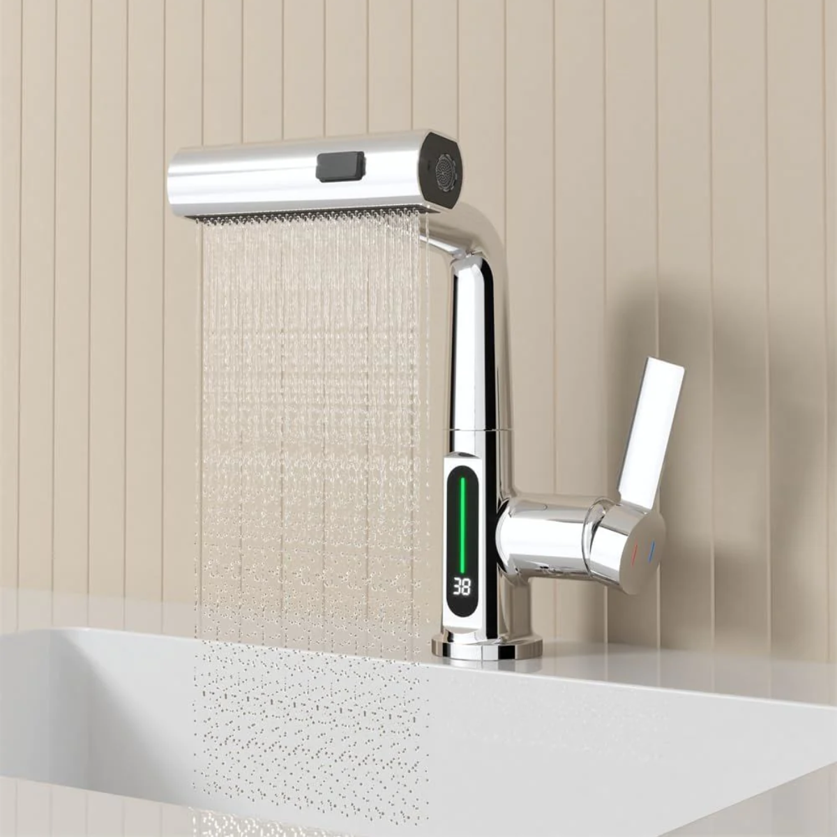 TempAware Faucet™: 3 in 1 Intelligent Digital Temperature Display Waterfall Kitchen Tap