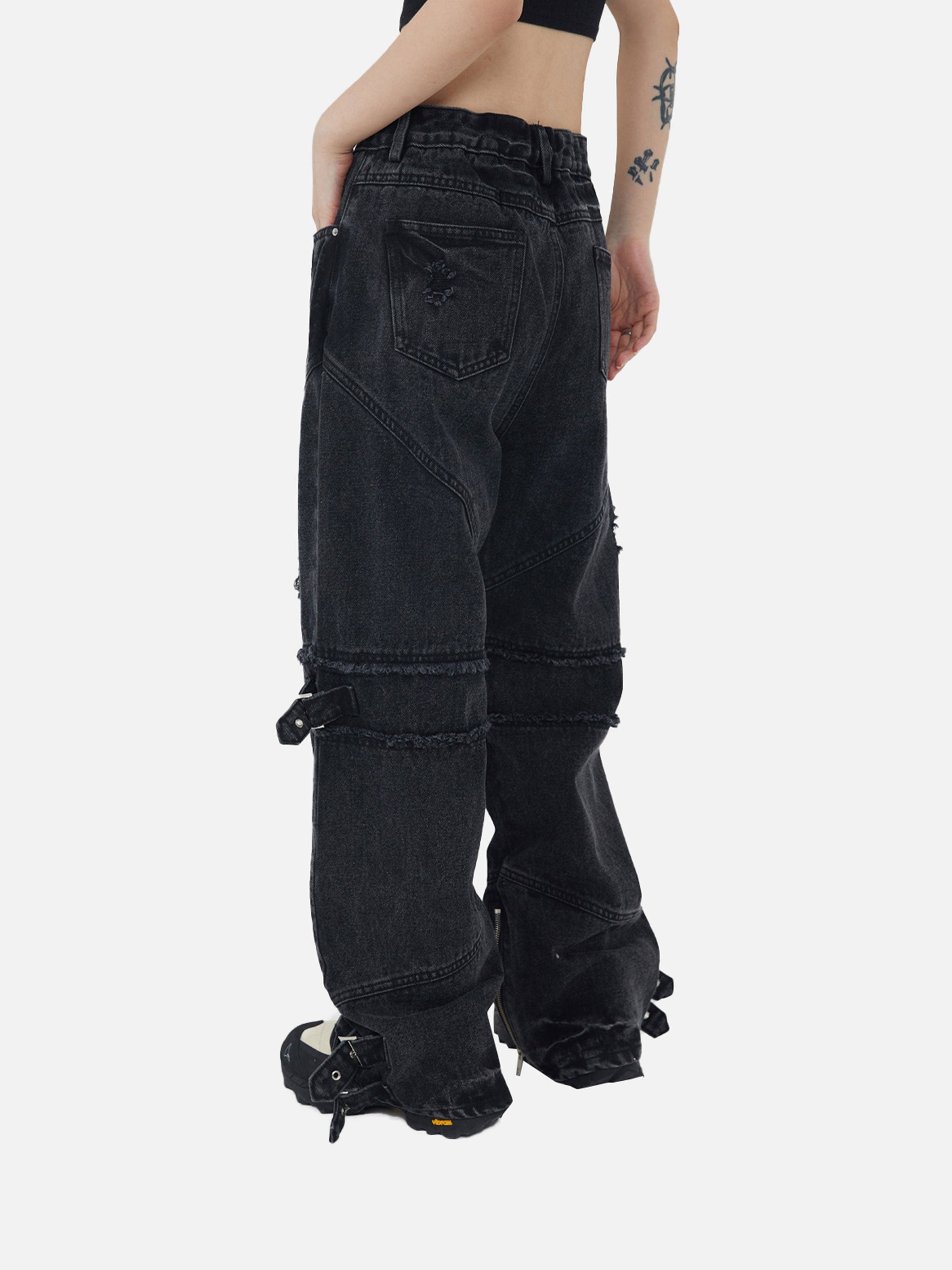 Disstresed Straps Denim