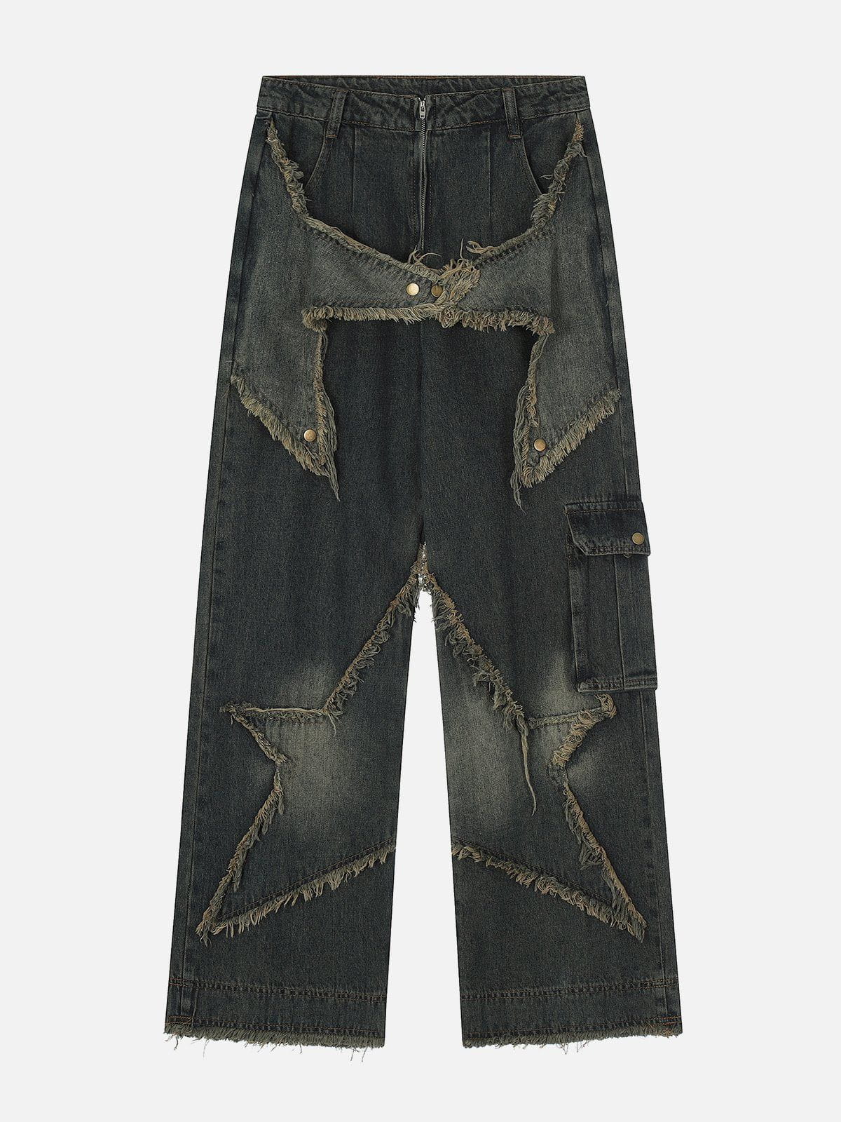 Modea  Distressed Effect Patchwork Star Denim Jeans