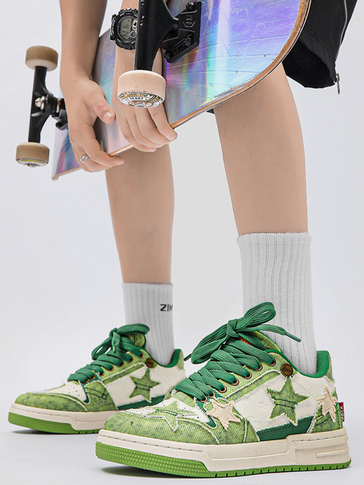 Patchwork Avo Green Star Sneaker