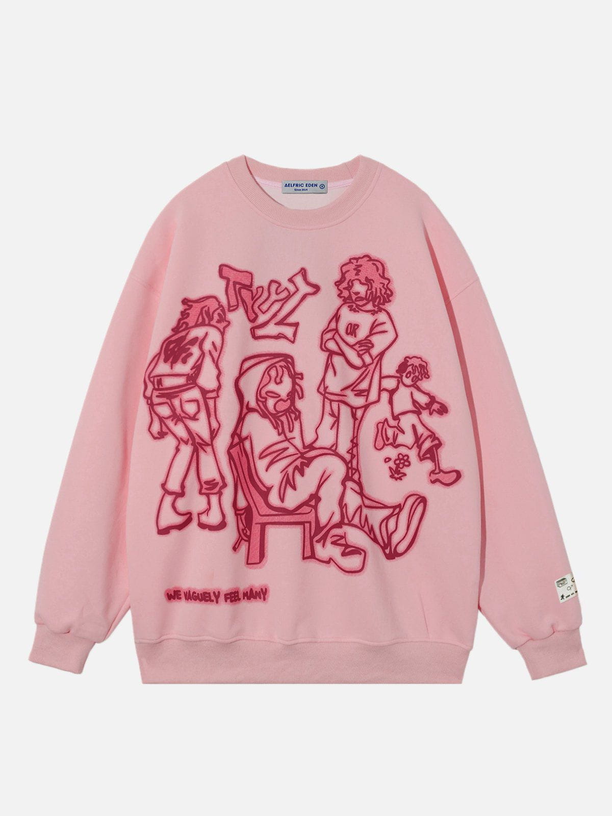 Kapuzenpullover mit Modea -Cartoon-Line-Charakter-Print