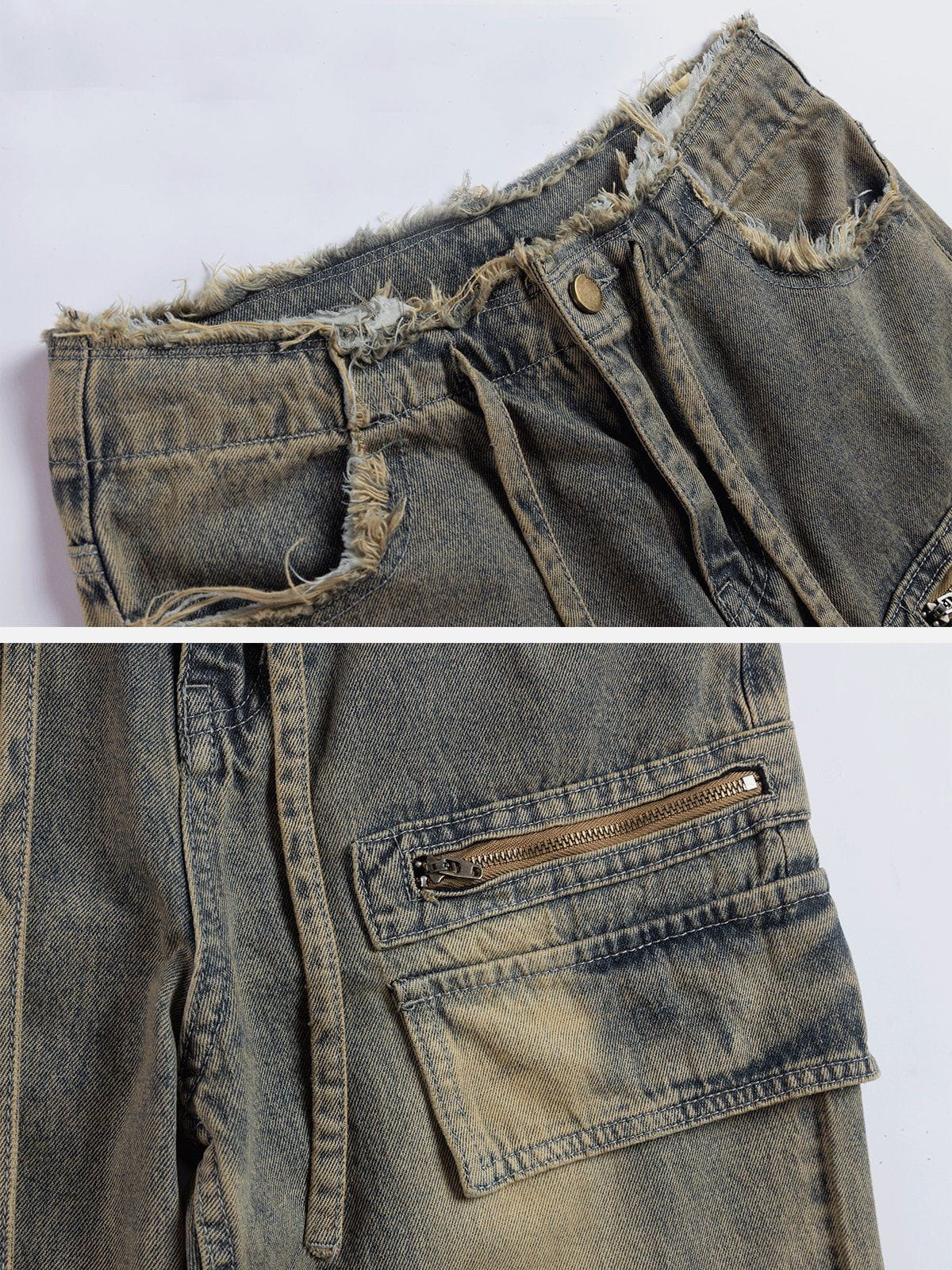 Vintage Washed Zip Denim