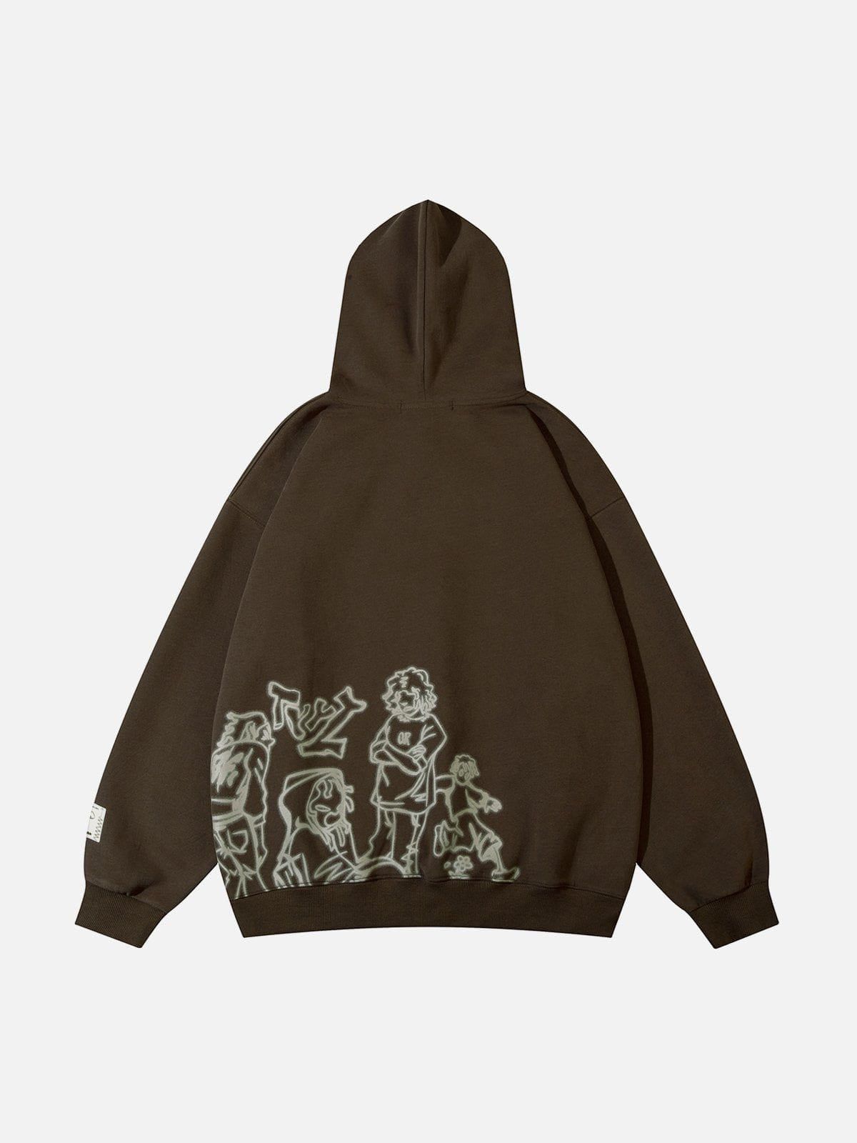 Kapuzenpullover mit Modea -Cartoon-Line-Charakter-Print