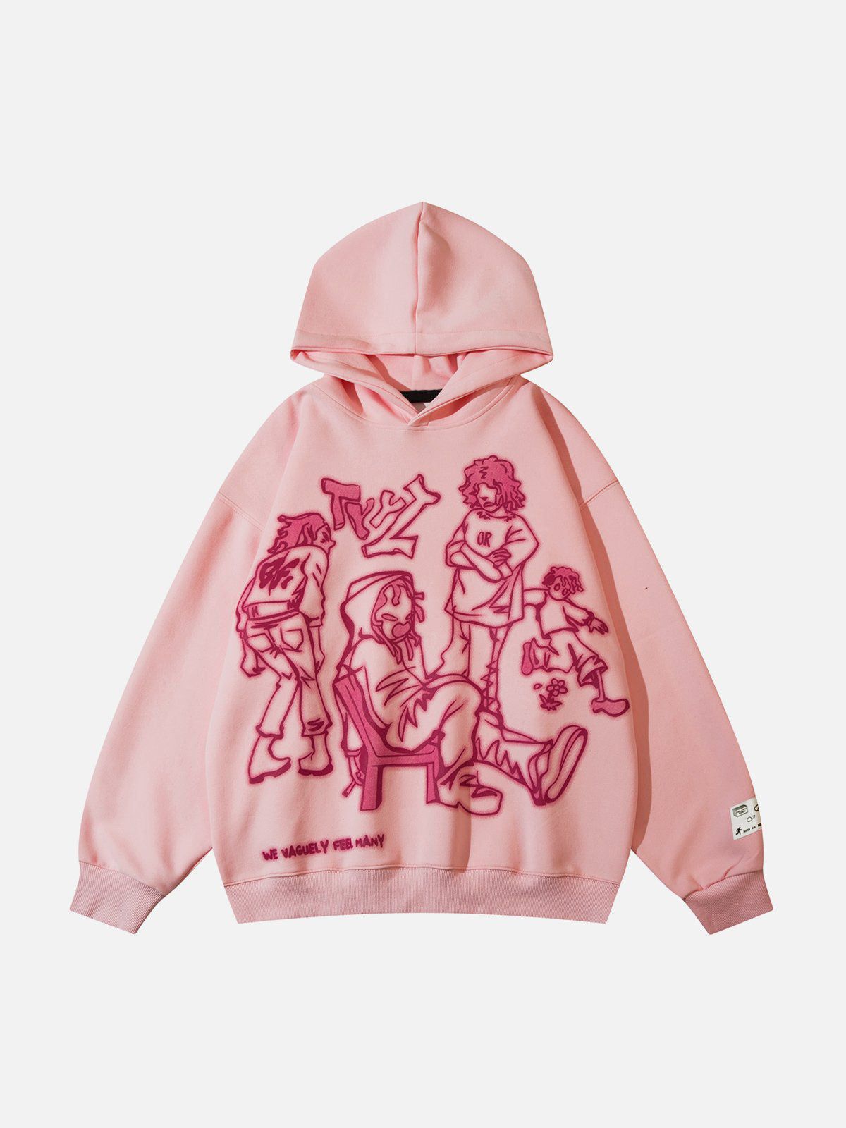 Kapuzenpullover mit Modea -Cartoon-Line-Charakter-Print