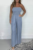 Women's washed denim jumpsuit